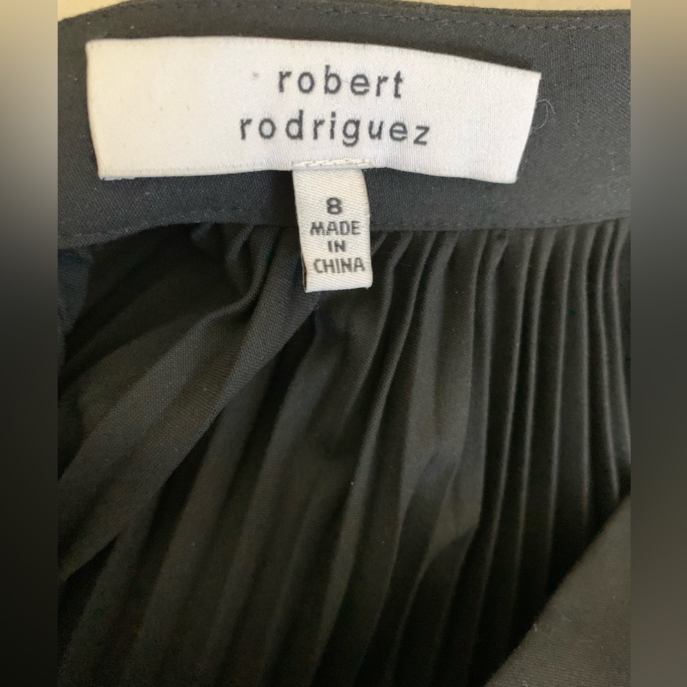 NWT Robert Rodriguez: Designer Black Pleated Skirt, White Lace, Midi Length 8 - Picture 8 of 10